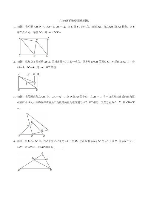 苏科版九年级下册数学提优训练(含答案)
