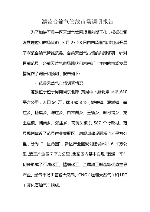 范县、台前天然气市场调研报告6.2