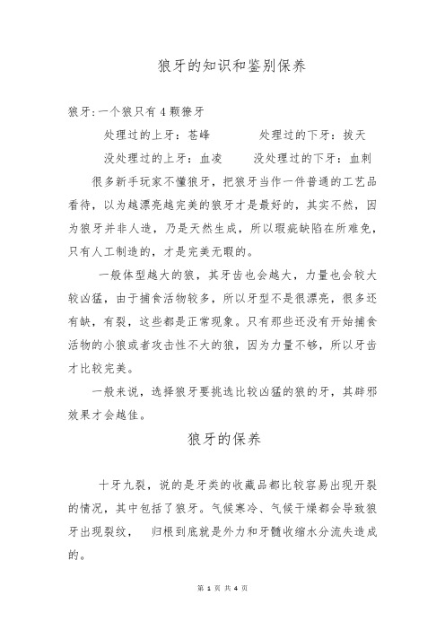 狼牙的知识和鉴别保养