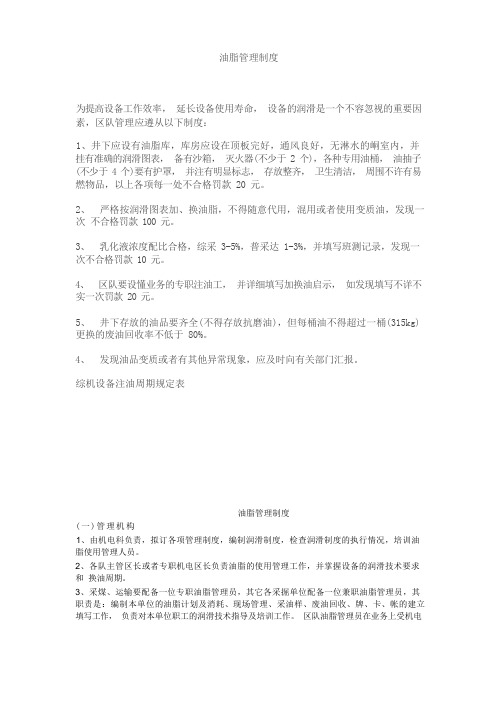 油脂管理制度