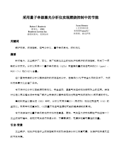 级激光分析仪实现燃烧控制中的节能