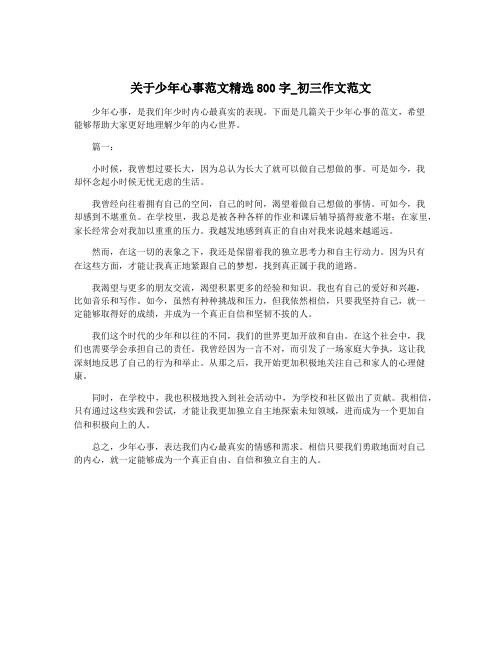 关于少年心事范文精选800字_初三作文范文