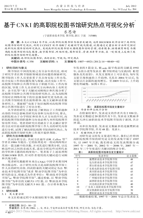 基于CNKI的高职院校图书馆研究热点可视化分析乐思诗