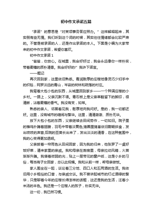 初中作文承诺五篇
