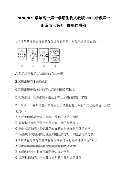 2020-2021学年高一第一学期生物人教版2019必修第一册章节(16)   细胞的增殖