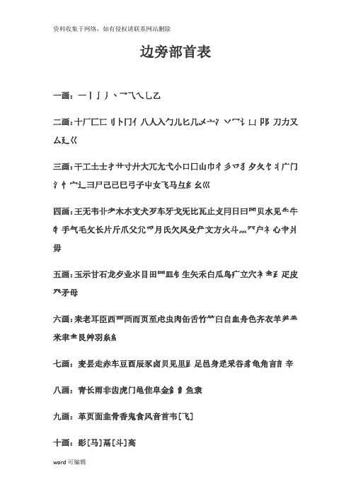偏旁部首大全及名称演示教学