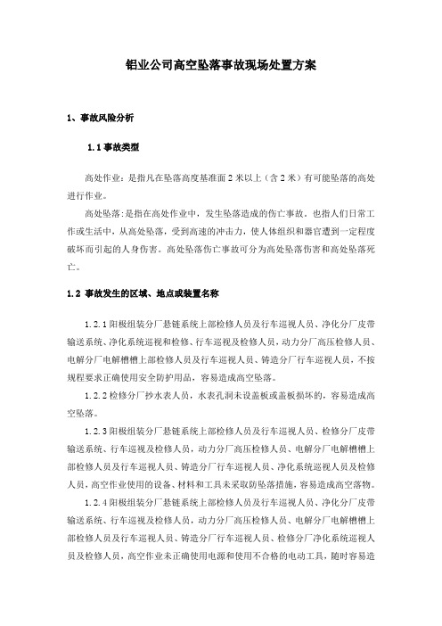 《铝业公司高空坠落事故现场处置方案》