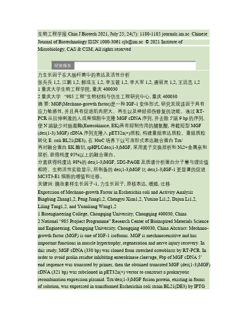 力生长因子在大肠杆菌中的表达及活性分析(最全)word资料