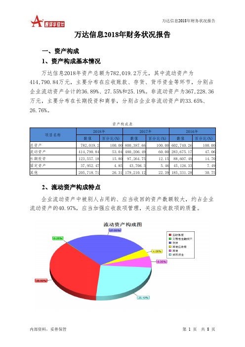 万达信息2018年财务状况报告-智泽华