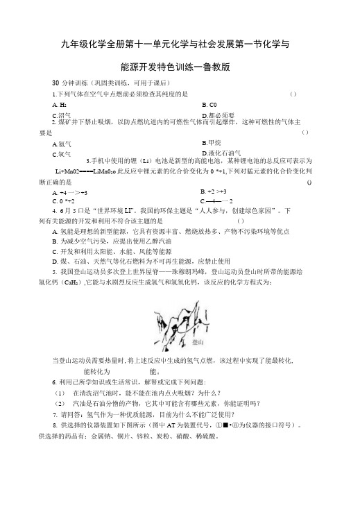 九年级化学全册第十一单元化学与社会发展第一节化学与.docx