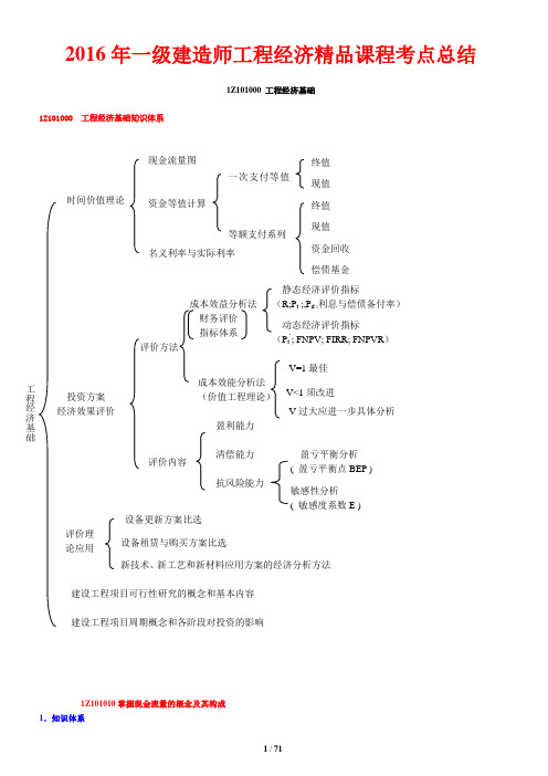 2016年一级建造师《建设工程经济》知识点梳理总结 (1)