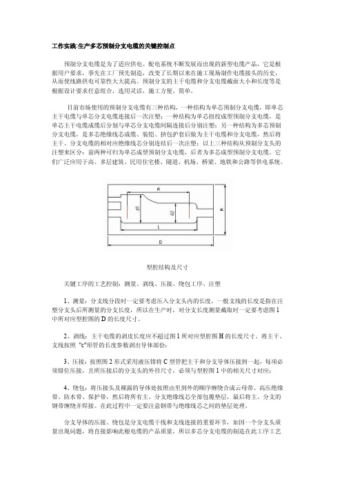 工作实践生产多芯预制分支电缆的关键控制点