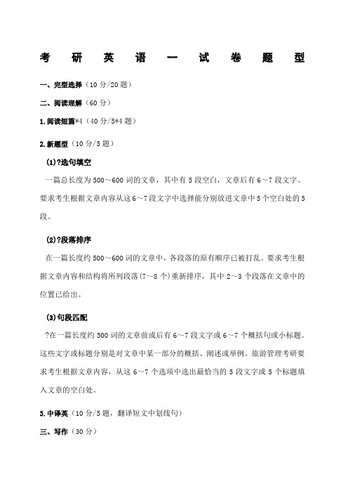 考研英语一题型总结