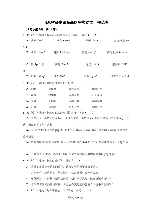 山东省济南市高新区中考语文一模试卷