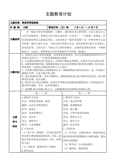 主题一：我是哥哥姐姐啦