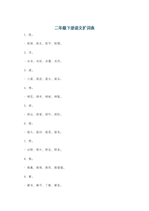二年级下册语文扩词表
