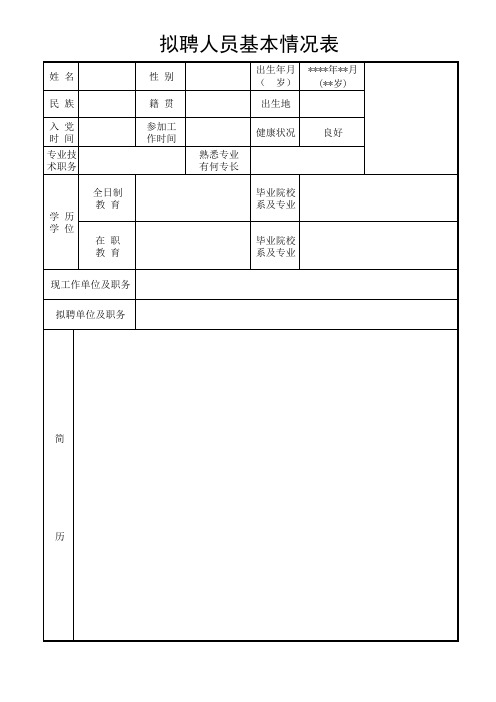 拟聘人员基本情况表【模板】