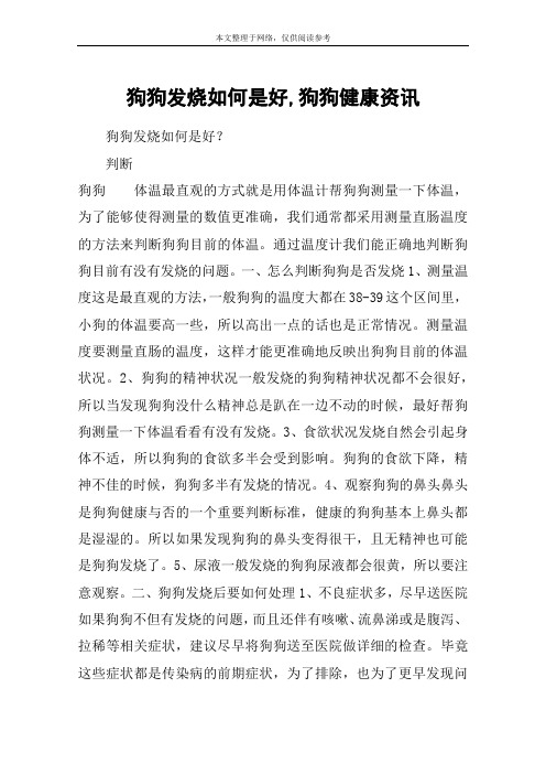 狗狗发烧如何是好,狗狗健康资讯