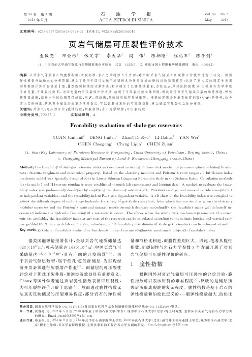 页岩气储层可压裂性评价技术
