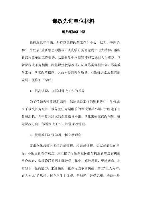 课改先进单位材料