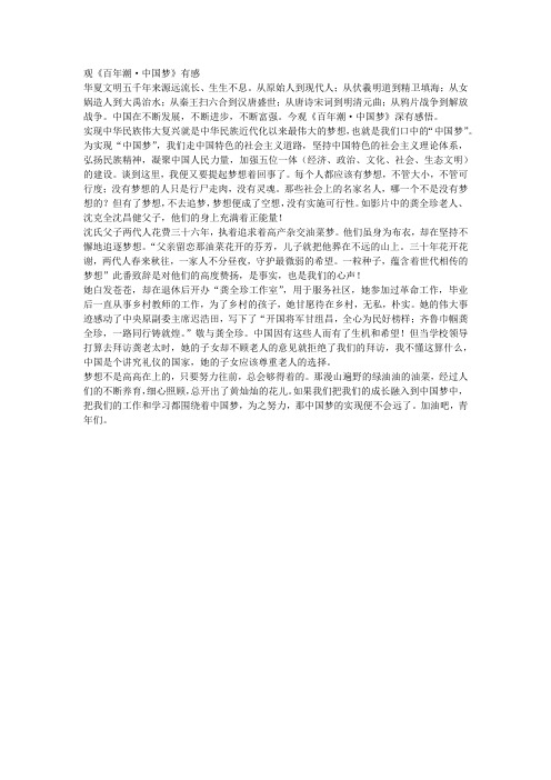 百年潮·中国梦第三集观后感