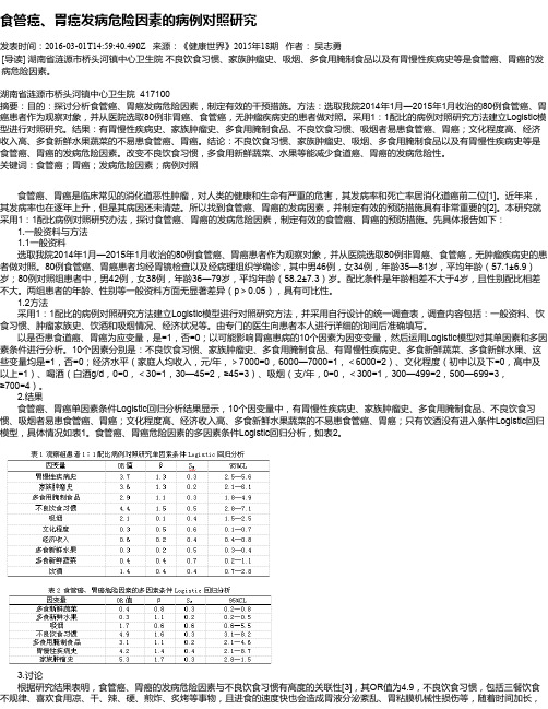 食管癌、胃癌发病危险因素的病例对照研究