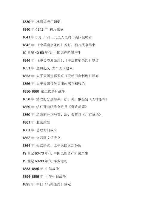 中国近代史各个重要时间段资料