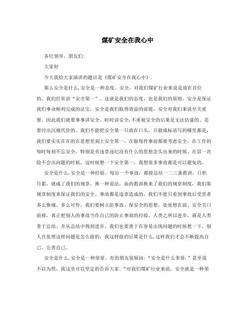 煤矿安全在我心中