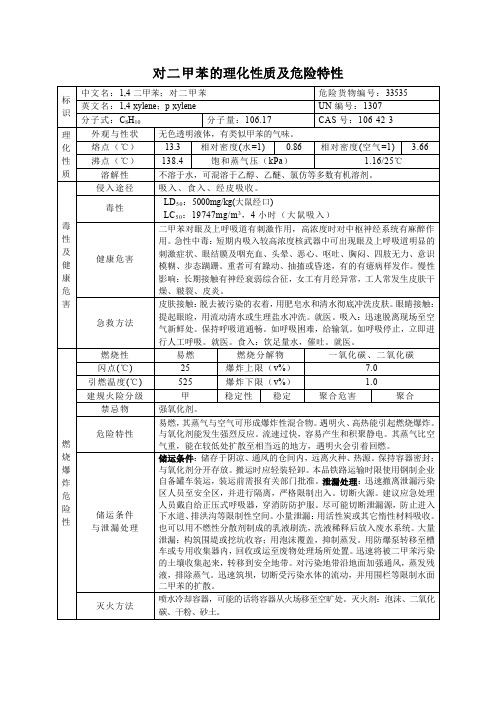 对二甲苯的理化性质及危险特性