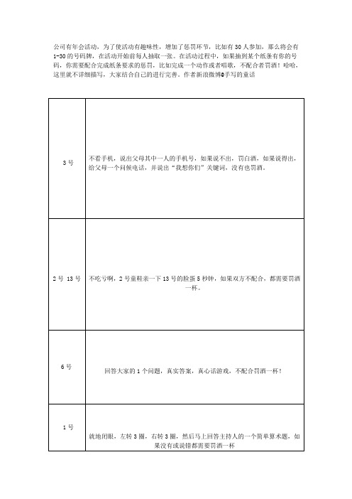 (完整版)公司年会惩罚小游戏