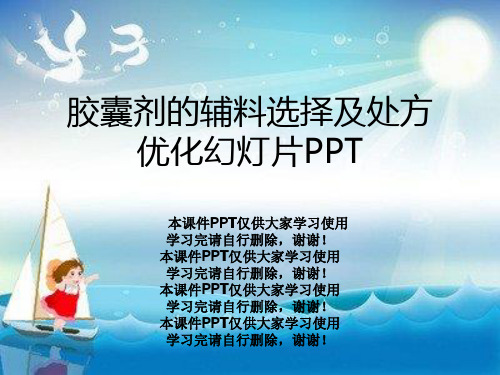 胶囊剂的辅料选择及处方优化幻灯片PPT