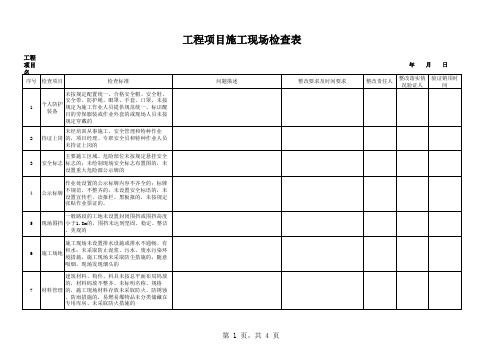 工程项目施工现场检查表