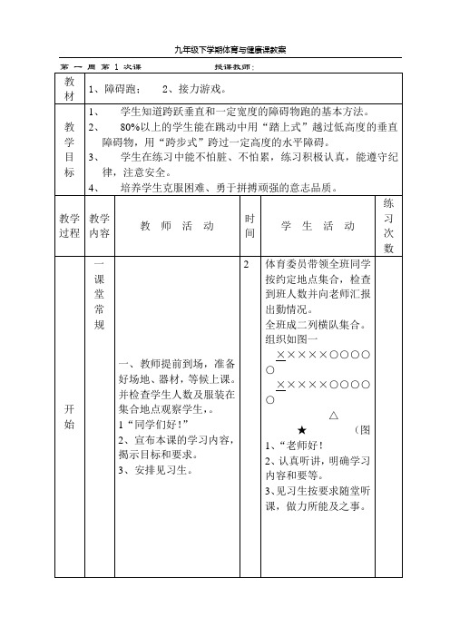 体育与健康课教案(九年级下学期)