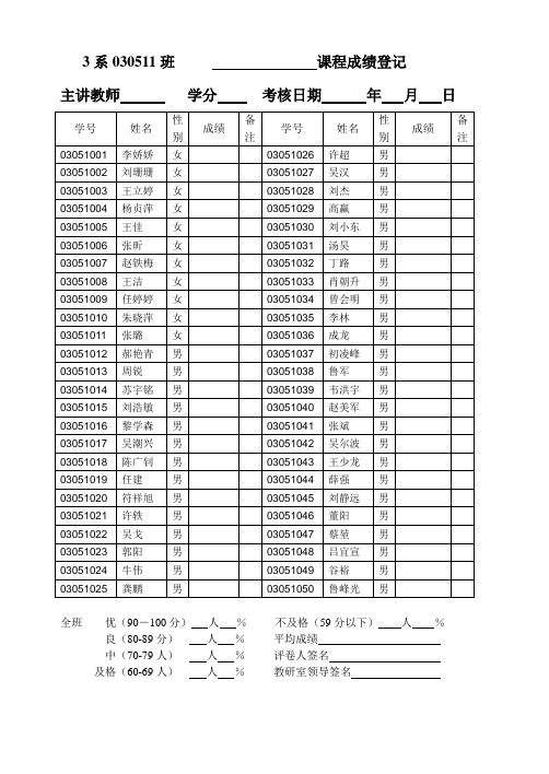 课程成绩登记