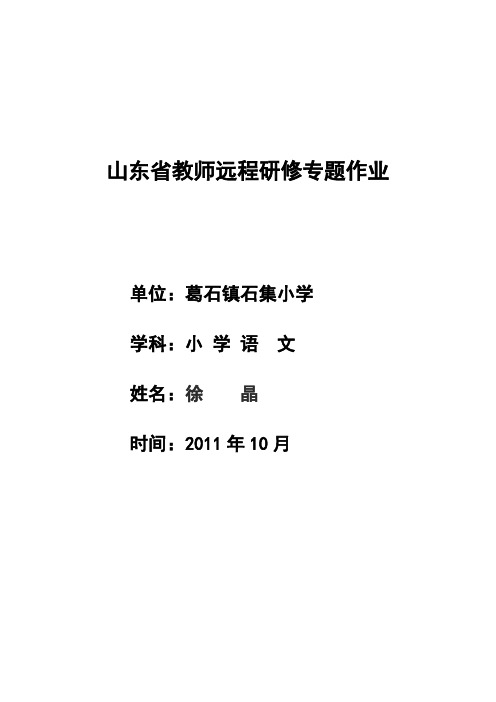 山东省教师远程研修专题作业