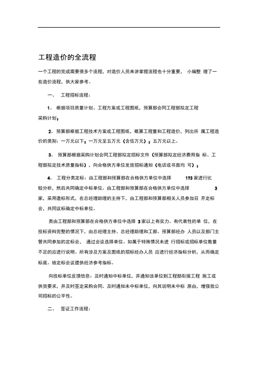 工程造价的全流程
