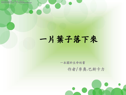 幼儿园 一片叶子落下来课件PPT