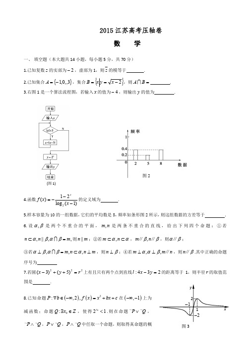2015江苏高考压轴卷数学