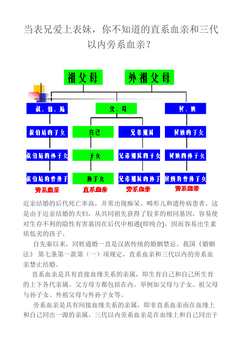 当表兄爱上表妹,你不知道的直系血亲和三代以内旁系血亲？
