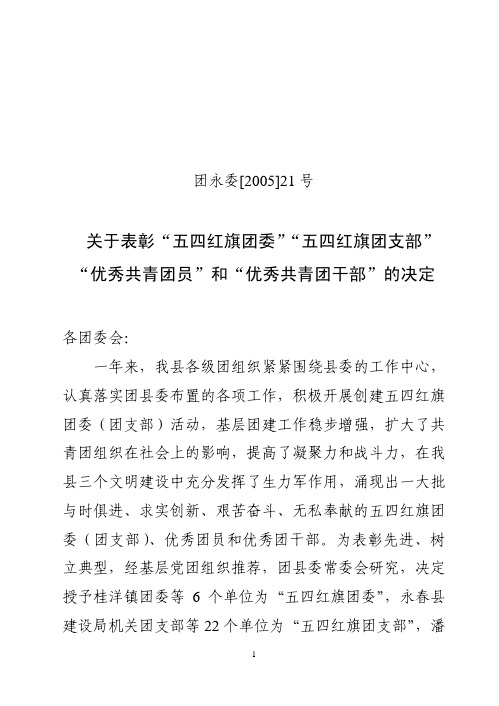 团永委[2005]21