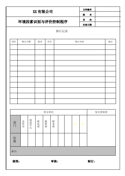 环境因素识别与评价控制程序