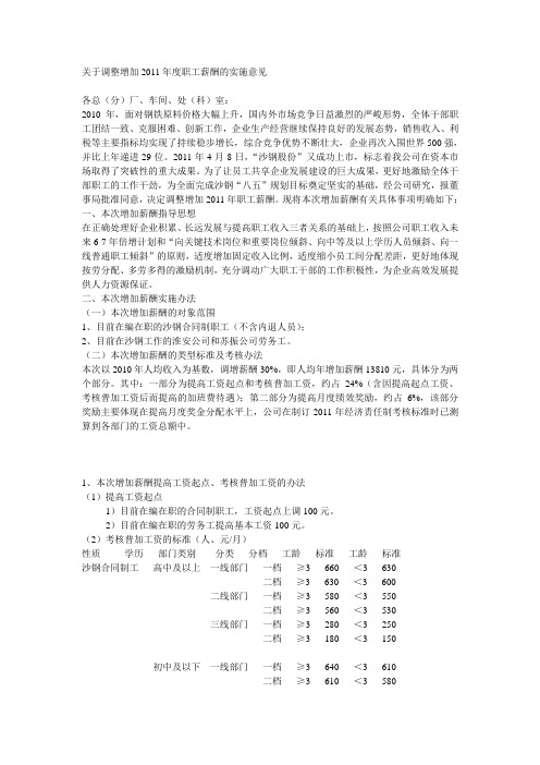 2011调整工资