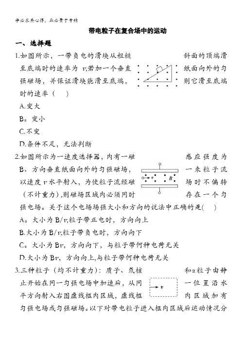 河北省2011年高考物理一轮复习试题：带电粒子在复合场中的运动