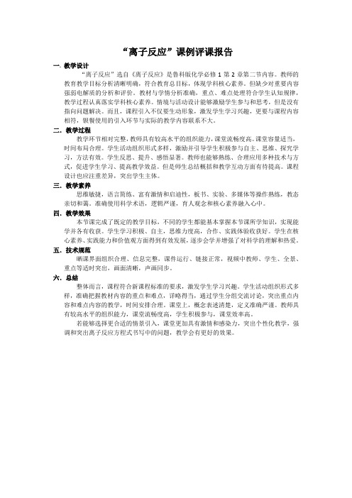 离子反应课例观评报告