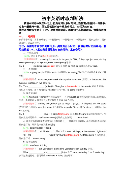 初中时态最简单判断法