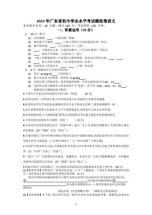 2023年广东省初中学业水平考试模拟卷 (5)