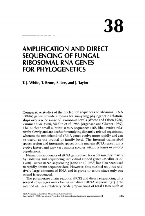 Amplification and directsequencing of fungal ribosomal RNA genes for phylogenetics.