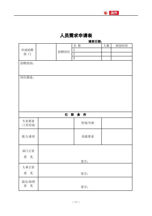 食品工业有限公司人事管理表格汇编