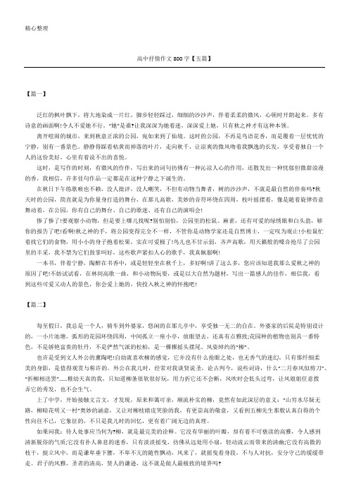高中抒情作文800字【五篇】