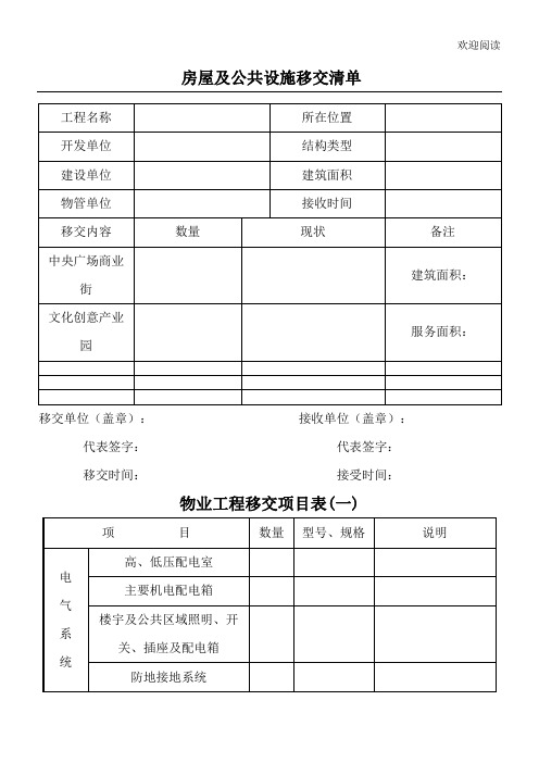 物业移交表格(全套)